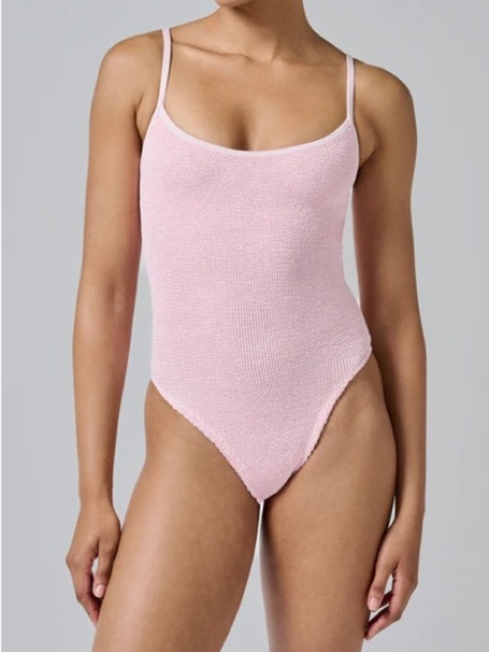 Hunza G Pink Pamela Swimsuit Monokini Bikini Ballet Slipper Light Pale Pink